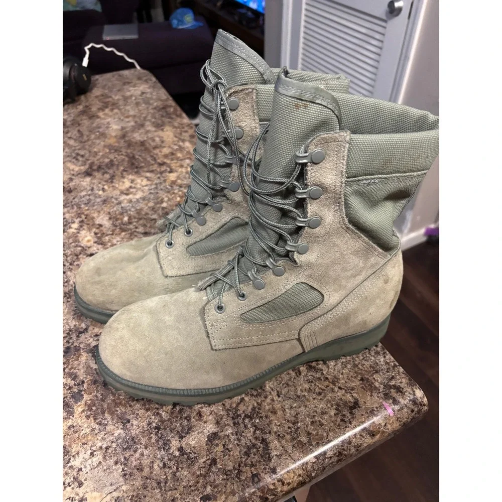 McRae Footwear Mens Sage Green Suede Nylon Military Combat Boots 11W 10-D-1080